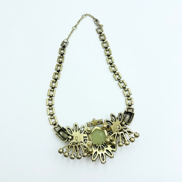 J. Crew Blue Peach Pink Antique Gold Tone Chain Link Statement Necklace - Picture 5 of 10